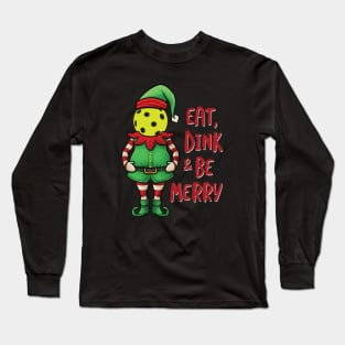 Funny Christmas Elf Pickleball Pun Long Sleeve T-Shirt